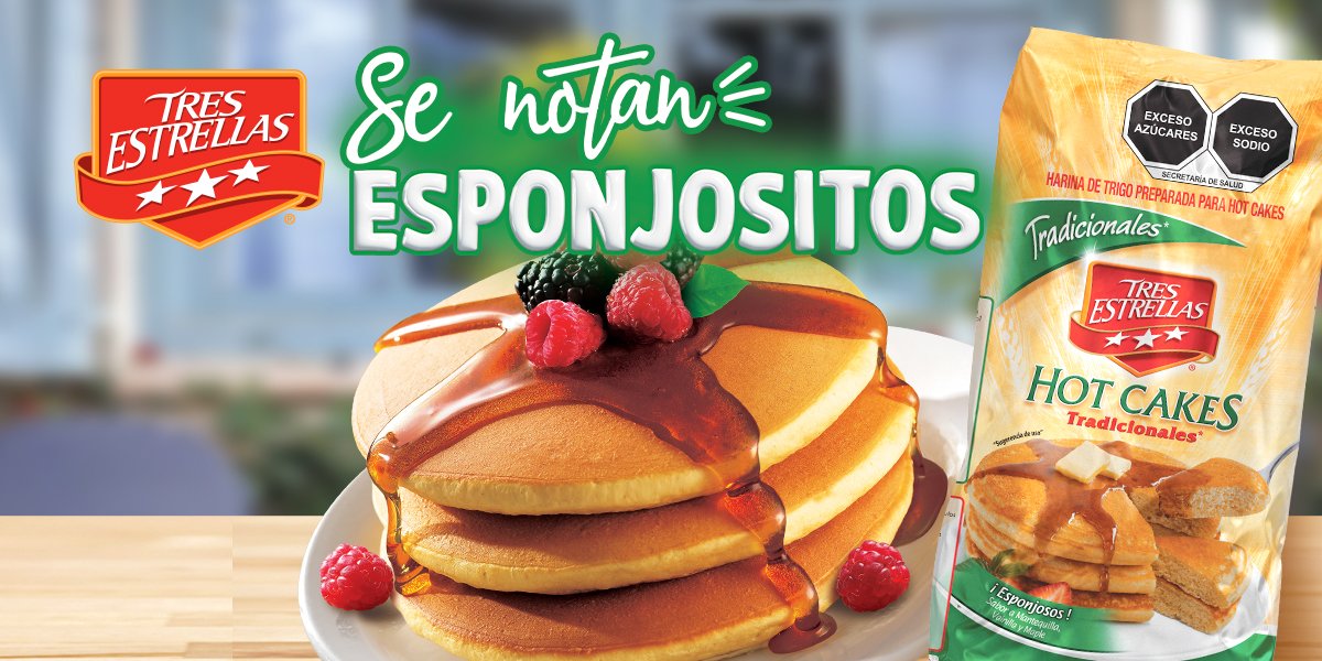 Tres Estrellas Hot Cakes Tradicionales: se notan esponjositos