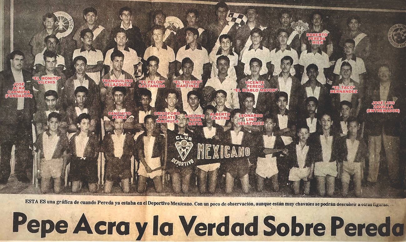 Foto del Club Deportivo Mexicano, donde varios jugadores fueron cedidos por José Acra para ser base del Deportivo Toluca a finales de los años 50